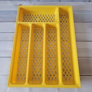 Vintage Cutlery Tray Flatware Storage Silverware Organizer Utensil Tray Yellow